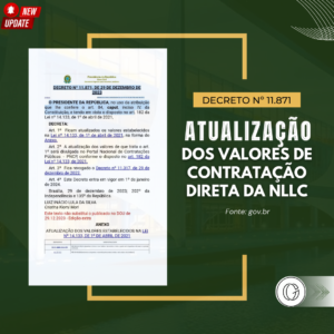 Decreto n° 11.871: Atualização dos valores de contratação direta da Nova Lei de Licitações e Contratos